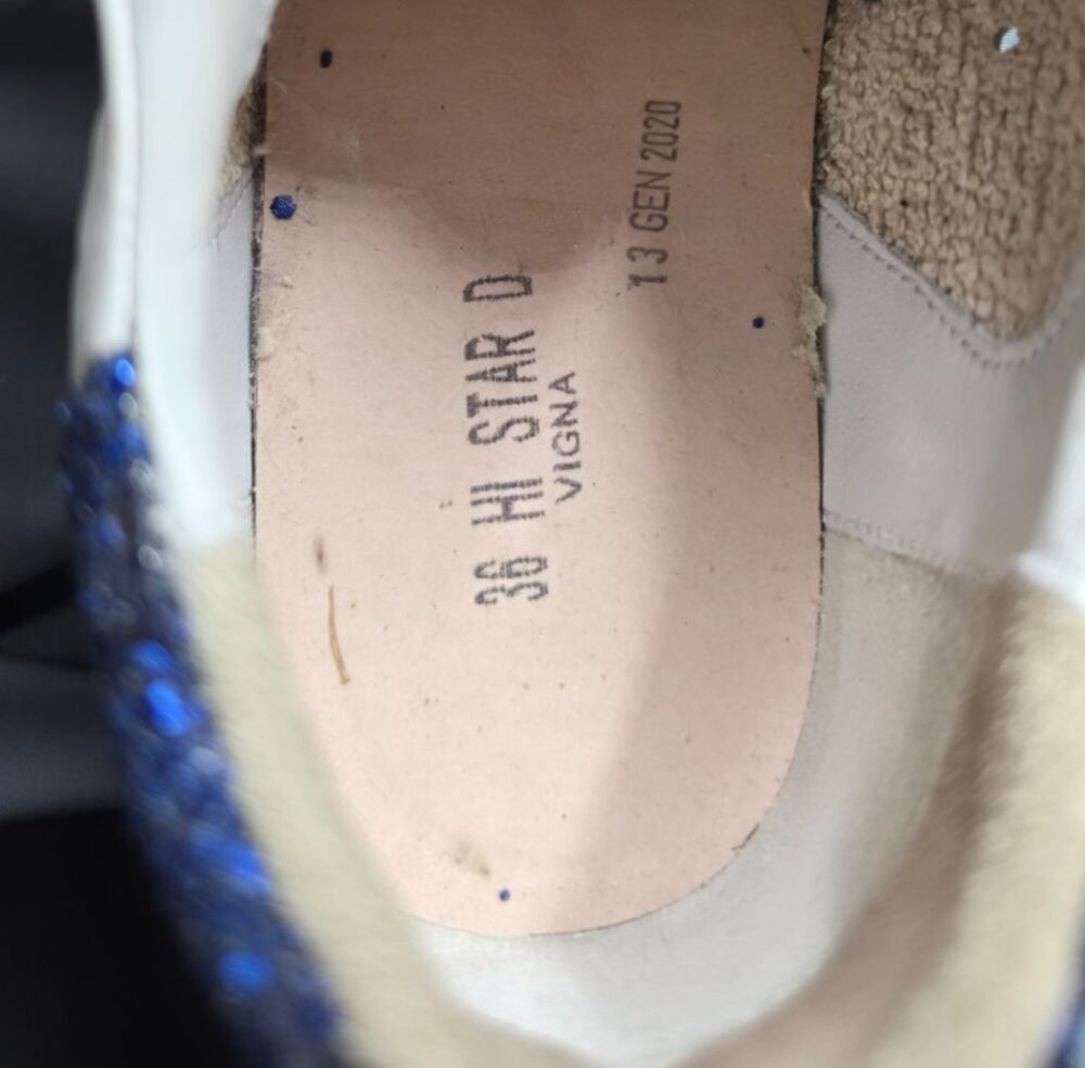 Golden Goose Hi Star Private Edit EU 36 US 6 Blue Glitter Leather Sneakers - Picture 9 of 10